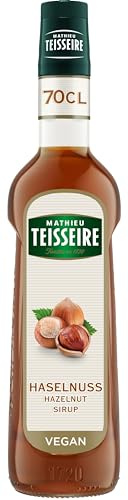 Mathieu Teisseire Haselnuss Sirup, für Getränke, Erfrischungsgetränke, Cocktails, Kaffee und Desserts, Flasche 70 cl