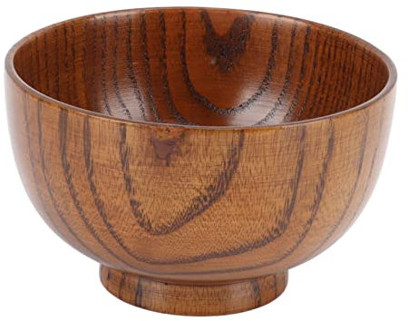Natudeco Bol en Bois Japonais Bol en Bois Fait à la Main Bol De Riz en Bois Résistant Aux Hautes Températures pour Contenir la Soupe De Riz, la Salade, Les Bonbons, la Sauce Aux Fruits