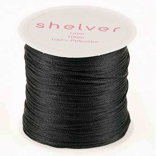1mm Black String x 100m, Nylon Cord, Available in 26 Colours, Bracelet Making, Other Crafts (BLACK)
