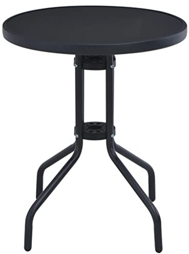 Coavain Gartentisch Outdoor Schwarz 60 cm Zeitgemäßen Design Runde Tisch Stabiler Rahmen Balkontisch Einfach Reinigen und Pflegen Terrasse Esstisch Außenbereich Genießen Sie EIN Nettes Frühstück