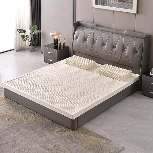NaKeah Natürliche 100% Latexmatratze mit Cover natürlicher Matratzenstudent Home Hotel Luxus Top Tatami Latex Matten,2.5cm,100x200cm