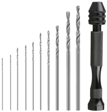 10 Piezas Mini Taladro de Mano, Mini Taladro Manual Aluminio, Micro Taladro Manual Precisión Herramientas Giratorias, Micro Brocas Torcedura Bits, Perforador Manual Modelismo, Con Taladro de Mano