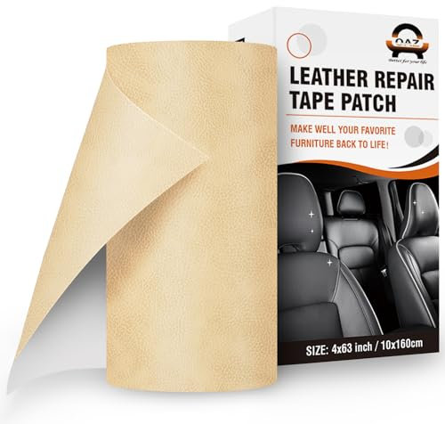 OAZ Leder Reparatur Patch, 10x160cm Lederflicken Selbstklebend Leder Reparatur Patch, für Möbel, Sofas, Autositze, Handtaschen, Jacken, Leder Renovierung, Retro Beige