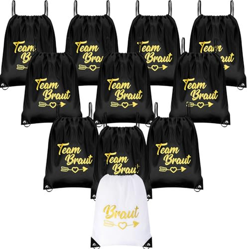 11 Stück Team Bride Turnbeutel Braut Tasche mit Kordelzug Team Bride Rucksack Set Brautparty Geschenke für Hochzeit Verlobung