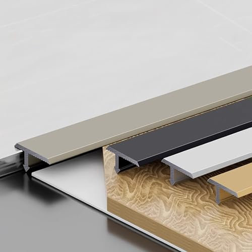 Raouoae Übergangsprofil 270cm Aluminium-T-Formleisten Ausgleichsprofil Abschlussleiste Boden 12/16/24mm Breit Übergangsschiene, Für Laminat- & Parkettböden, Türschwelle (Color : Schwarz, Size : W:16