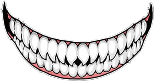 Helm-Deko-Aufkleber – Smile Aufkleber Zähne Auto Aufkleber – Helm Aufkleber DIY Dekorieren Auto und Decals – Motorrad Selbstklebende Haifischzähne Aufkleber Stoßstangen-Aufkleber, Abziehbilder und
