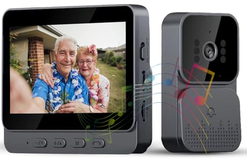 Campanello senza fili con fotocamera, Citofono senza fili per esterno con schermo IPS 4,3 Audio bidirezionale visione notturna, video citofono wireless Campanello Esterno senza fili e Schermo NO APP