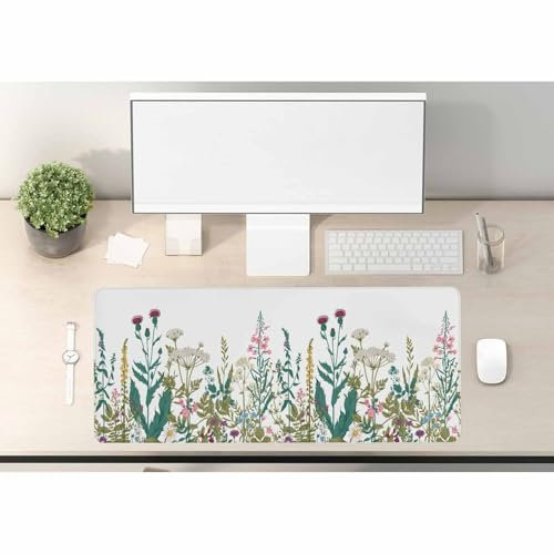 Woutay Desk Pad,Herbs and Wildflowers,Extended Large Computer Keyboard Mouse Mat Desk Pad
