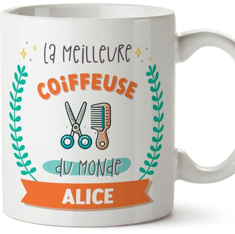 Mugffins Tasses Personnalisables pour COIFFEUSE femme - En Français - Cadeau Personalisé- Meilleur du monde - Avec dessin - 11 oz / 330 ml