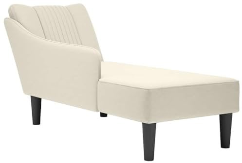 vidaXL Chaiselongue mit Rechter Armlehne Creme Samt, Recamiere, Loungesessel, Lounge Sofa, Lounge, Loungesofa, Wohnzimmersofa, Akzentsessel