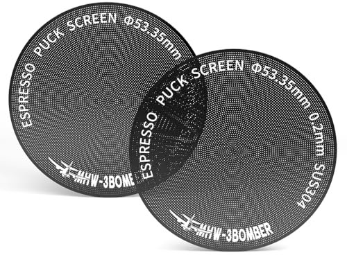 MHW-3BOMBER FG7047B-OS Lot de 2 filtres à café réutilisables avec revêtement en titane ultra fin de 53,35 mm, compatible avec les paniers porte-filtre de 54 mm, accessoire expresso en métal durable