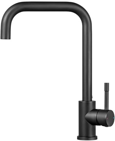 CECIPA Wasserhahn Küche Schwarz, Hochdruck Küchenarmatur Schwarz, Armatur Küche Edelstahl, Mischbatterie Küche 360° Schwenkbar mit Einhebelmischer, Spültischarmatur in Matt Schwarz