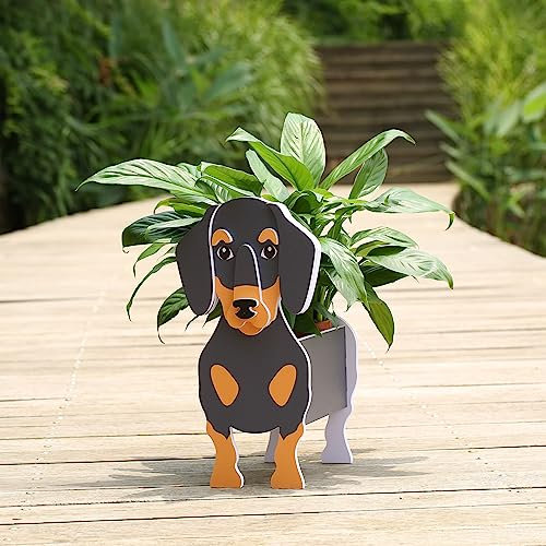 Gochoi Kleiner Dackel Geschenke für Frauen Blumentopf Dekor Pflanzgefäß Topf Niedlicher Blumentöpfe für Outdoor Garten Dekoration Weihnachten oder Geburtstagsgeschenke,S Dachshund