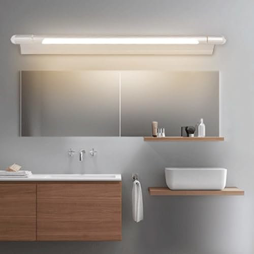 LED Silber Badezimmer Wandleuchte Wasserdicht Spiegel Wandbeleuchtung 270° Verstellbar Schwenkbar Wandlampe Lang Aluminium Dekorativ Wandleuchte Spiegelleuchte Bad Balkon (Neutrales Licht,50cm)