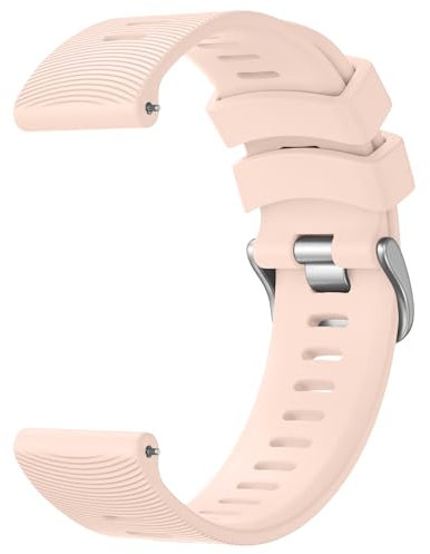 Wanme 20mm Bracelet Compatible avec Garmin Vivoactive 5/Vivoactive 3/Vivomove Sport/Venu Sq 2/Venu/Venu Sq, Classic Stripe Texture Design, Silicone Bracelet pour Forerunner 645/245 (Rose)
