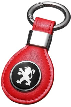 HUANGLDGS Porte Clef Voiture pour Peugeot 208 I (Phase II, 2015) 2015 2016 2017 2018 2019, Porte-clés, Porte Clé Personnalisé, Porte-clés en Cuir, Accessoire Voiture,Red