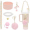 Accesorios funcionales de silicona para vasos de agua de 30 onzas y 40 onzas con colgante de llave de flores coloridas (rosa claro)