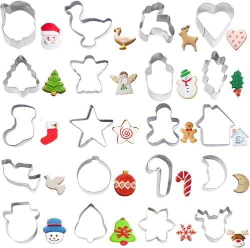 Mini Christmas Cookie Cutters Set 20 Pieces Stainless Steel Cookie Cutter Set for Baking