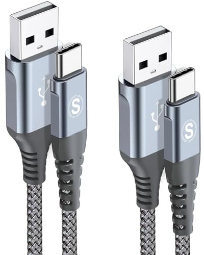 AviBrex [2-Pack Cable USB C [1m+2m] Carga rápida 3.1A,Cable cargador tipo c de nailon para i Phone 15 16 Pro Max, Samsung Galaxy S25 S24 S23 S22 S21 S20 S10 S9 S8 Plus,Note20/10,Pixel 8/7