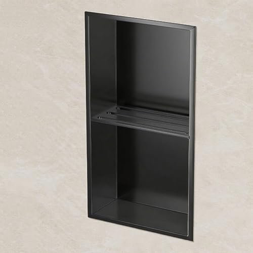 Eingelassener Toilettenpapierhalter Aus Rostfreiem Stahl Nischen Zum Einbauen Nischen Neben Der Toilette Für Hotels, Öffentliche Orte Einfach Zu Installierende Versenkte Duschnische(Black,70*28cm/27.6
