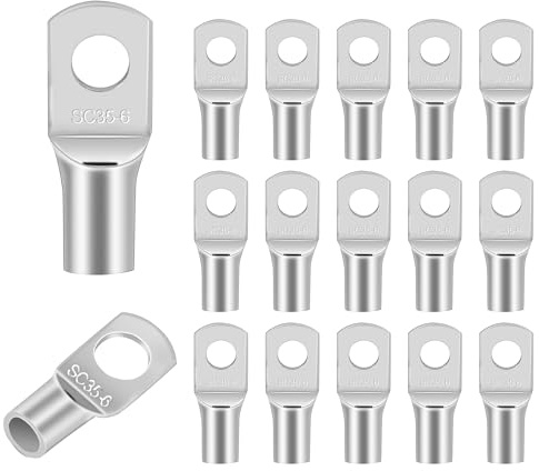 SZWLJ 15er Set Kupferlegierte Ringkabelschuhe SC35-6 | Silberne Crimp-Verbinder für Batterie- und Industriekabel