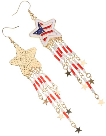 OATIPHO Independence Day Style Vintage American Flag Earrings Women's Fashion Dangle Earrings for Party