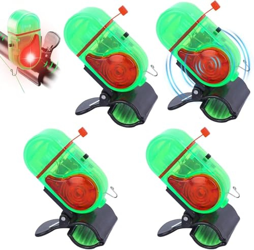 Hizoncore New Fishing Tip Up Alarms with LED Light, Electronic Fishing Bite Alarm, Sensitive Sound Alert for Night Fishing, Waterproof Fish Bite Indicator for Fishing Rods, Ice Fishing (Double lamp)