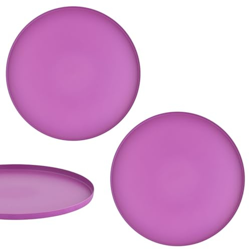 Marrakesch 2er Set Tablett Serviertablett rund 25 cm groß Pink | Servierteller als Dekorative Tischdeko für Küche und Schlafzimmer | Kerzenteller als Weihnachtsdeko für Wohnzimmer oder Zimmer Deko