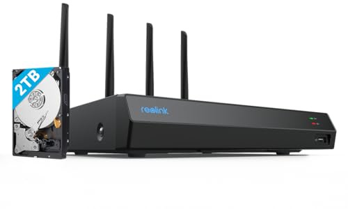 Reolink 4K 12CH NVR, Dual-band Wi-Fi 6, HDD 2TB Integrato (Ricondizionato) | H.265, Supporta le Telecamere Wi-Fi e a batteria (tranne la telecamere 4G), Accesso Locale e Remoto, RLN12W