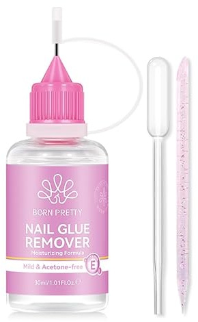 Born Pretty Nagelkleber Entferner für Press On Nails - 30ML Nail Glue Remover für Nagelspitzen Kunstnagel Acryl Gefälschter Nagelkleber Falscher Nagelentferner