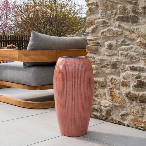 Provencelia Milano Pflanzkübel Keramik Groß Ø31xH61 cm Herbstlila | Blumentopf handgefertigt, Übertopf frostfest, Pflanzgefäß für Wohnzimmer, Garten, Balkon & Terrasse, Blumenkübel XXL, 15 L