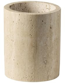 APS 11756 Besteckbehälter TRAVERTINE - Travertin (Kalkstein), Ø 11 cm, H: 13,5 cm, mit Abflussloch