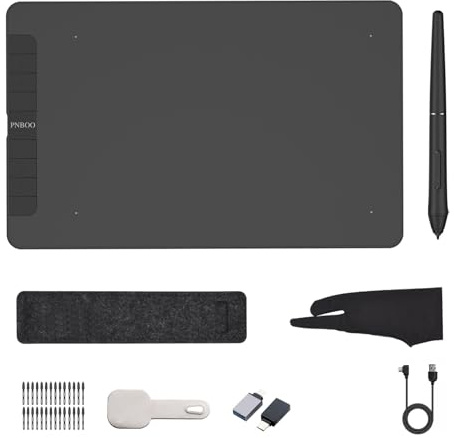Hyuduo Tablette Graphique Numériseur électromagnétique Bloc de Croquis Numérique 10 X 6 Pouces 8192 Niveaux de Pression Inclinaison 8 Touches de Raccourci Stylo sans Batterie pour Dessin Conception