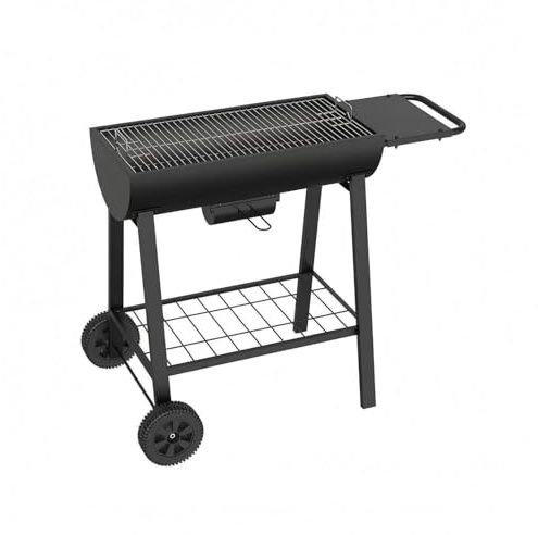 XLWLLNJ Outdoor Barbecue Grill Wheeled Briquette Grill Rectangular Barbecue Metal Body Storage Rack Side Handle Chrome Suitable for Outdoor Backyard Cooking