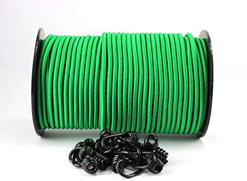 monoflex 10mm Expanderseil grün 20m + 10 Spiralhaken Gummiseil Planenseil Haken Seil