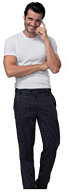 Siggi Horeca Chef Hose für Herren schwarz Pin gestreift – Denzel Schwarz Schwarz