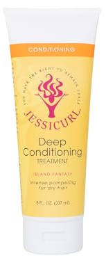 Jessicurl Tiefenpflegende Behandlung, Island Fantasy, 8 Fl oz. Tiefenspülung für trockenes, strapaziertes Haar, tolle Anti-Frizz-Haarmaske und Leave-in-Spülung für lockiges Haar