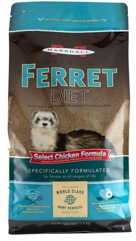 Marshall Select Chicken Formula Premium Ferret Diet – 4 lbs – Supports Digestion, Energy & Muscle Maintenance – Balanced Small Animal Food with Essential Nutrients