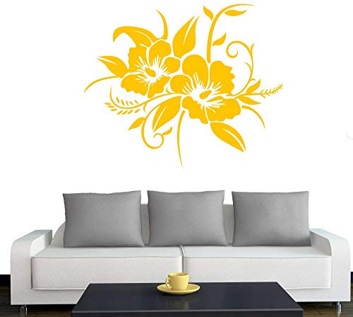 A690 Wandtattoo Hibiskusblüte 70cm x 58cm gelb (erhältlich in 40 Farben und 4 Größen)