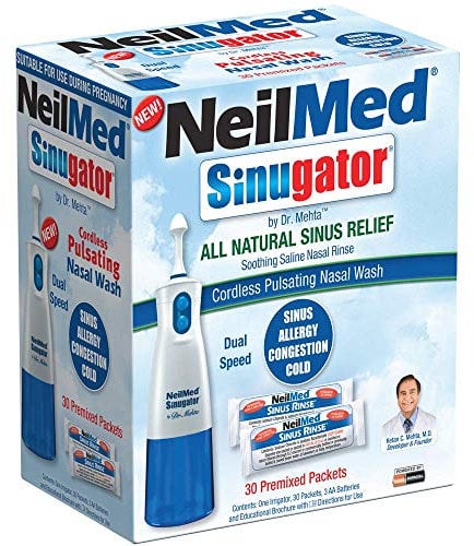 NeilMed Sinugator Cordless Pulsating Nasal Wash with 30 Premixed Packets