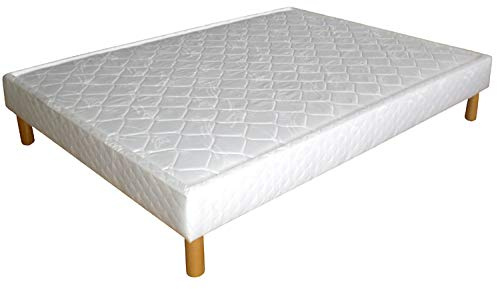 Promo Matelas - Sommier Tapissier Cuvette À Ressorts + Jeu de Pieds offerts- Blanc - 120 X 190 Cm