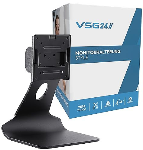 VSG24 Style Design Monitor Halterung, Vollmetall VESA 100x100 Tischhalterung, Bildschirm Standfuss POS, Schreibtisch Monitorständer 10-22 Zoll, Touchscreen Kassensystem, Mount Arm für Tisch Schwarz