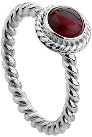 Nenalina Damen Ring Silberring besetzt mit 6 mm rotem Granat Edelstein, handgearbeitet aus 925 Sterling Silber, Gr. 54-212999-001-54