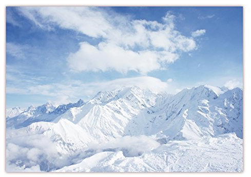 XXL Poster 100 x 70cm (S-827) Bergipfel von Schnee bedeckt unter blauem Himmel (Lieferung gerollt!)