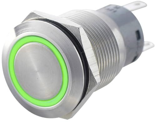 TRU COMPONENTS 701312 LAS1-AGQ-22E, GN Vandalismusgeschützter Drucktaster 250 V/AC 5 A 2 x Ein/(Ein) tastend Grün IP67