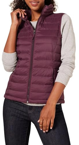 Amazon Essentials Damen Leichte, Wasserbeständige Pufferweste, Verstaubar, Burgunderrot, XXL
