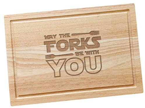 Dust and Things May The Forks Be With You Star Wars Schneidebrett – Star Wars Küchengeschenke für Männer oder Frauen – Star Wars Käsebrett mit Gravur zum Geburtstag – lustig für Männer –