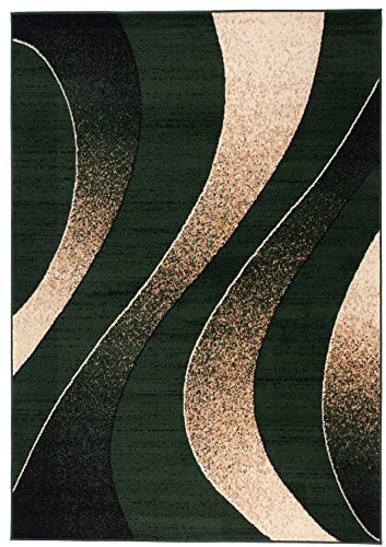 Carpeto Modern Teppich Grün 300 x 400 cm Wellen Muster Kurzflor Monaco Kollektion