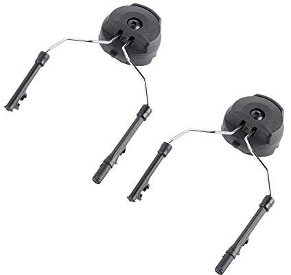 2pcs Helmet Rail Adapter Headset Helmet Adapter Arc Rail Adaptor Suspension Headphones Bracket Hunting Earmuffs Support Left & Right Side Support For Peltor Comtac(Black)