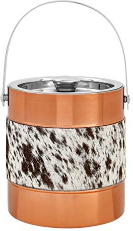 Albany Ice Bucket, Cowhide/Copper, Stainless Steel